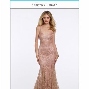 camille la vie mermaid spaghetti strap prom dress